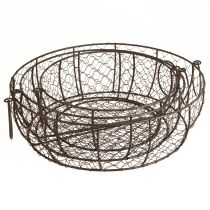Artikel Drahtkorb Schale mit Henkeln aus Metall Braun Ø35/30/25cm 3er Set für Dekor und Aufbewahrung