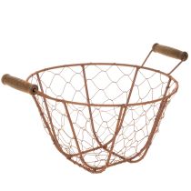 Artikel Drahtkorb rund Ø22cm mit Holzgriffen Metallkorb Rostoptik für Dekoration