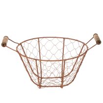 Artikel Drahtkorb rund Ø22cm mit Holzgriffen Metallkorb Rostoptik für Dekoration