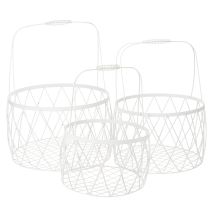 Artikel Drahtkorb mit Henkel Korb Weiß Metall Ø25/30/35cm 3er-Set