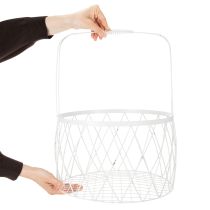 Artikel Drahtkorb mit Henkel Korb Weiß Metall Ø25/30/35cm 3er-Set