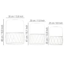 Artikel Drahtkörbe 3er-Set Weiss Metall Ø25/30/35cm mit Henkel für Dekoration