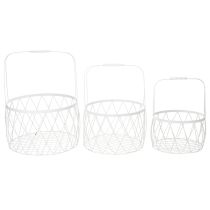 Artikel Drahtkörbe 3er-Set Weiss Metall Ø25/30/35cm mit Henkel für Dekoration