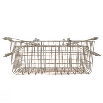 Artikel Drahtkorb-Set mit Henkeln Grau Metall 34x20,5cm / 38x24,5cm Vintage-Stil