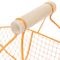 Artikel Drahtkorb aus Metall mit Holzgriff – 17 cm – Orange, Rot, Gelb – 6 Stk – Für Deko & Aufbewahrung