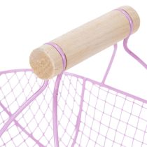 Artikel Drahtkorb Metall mit Holzgriff Rosa und Lila, 17cm, 6 Stück