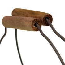 Artikel Drahtkorb oval mit Holzgriff 27x16,5x13,5 cm Metall Braun für Innen- und Aussendekoration