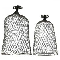 Artikel Dekoglocke aus Metall, Rankhilfe, Drahthaube Braun, Edelrost H50/41cm Ø30/25cm 2er-Set