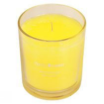 Duftkerze im Glas Sommer Duft Frangipani Gelb H8cm