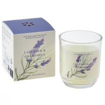 Artikel Duftkerze im Glas Lavendel-Kamille, Creme, Ø 7,5 cm, H 8,5 cm