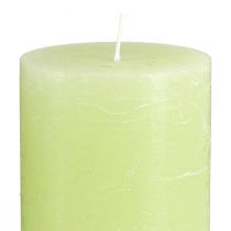Artikel 4er Set durchgefärbte Stumpenkerzen aus Wachs 70x120mm Limegrün für Tischdeko und Wohnambiente