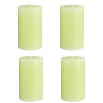 Artikel 4er Set Stumpenkerzen Lime Grün - Elegante Tischdeko & Wohnambiente Kerzen, 70x120mm - Ideal für Festlichkeiten und Alltag
