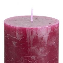 Artikel 4-teiliges Set durchgefärbte Stumpenkerzen aus Wachs 70x100mm Berry-Rot für Dekoration