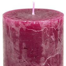 Artikel Durchgefärbte Stumpenkerzen-Set, 3 Farben, Berry und Rosa, marmoriert, 60x100mm, 12 Stück