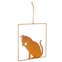 Artikel Edelrost Hängedeko Katze aus Metall, 24,5 cm, Rostoptik für Innen- und Aussenbereich