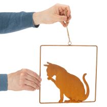 Artikel Edelrost Hängedeko Katze aus Metall, 24,5 cm, Rostoptik für Innen- und Aussenbereich