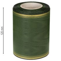 Artikel Edles Kranzband Moiré Dunkelgrün 125mm mit Gold-Perlkante, Trauerband, Hochzeitsdeko, Schleifenband