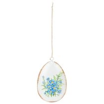 Artikel Ostereier aus Metall mit Frühlingsblumenmotiv, 8 cm, Weiss, Set mit 8 Stück für Osterdeko