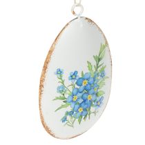 Artikel Ostereier aus Metall mit Frühlingsblumenmotiv, 8 cm, Weiss, Set mit 8 Stück für Osterdeko