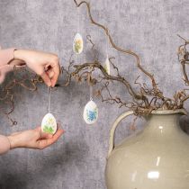 Artikel Ostereier aus Metall mit Frühlingsblumenmotiv, 8 cm, Weiss, Set mit 8 Stück für Osterdeko