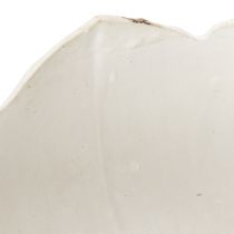 Artikel Osternest Schale aus Holz, Heu und Kunststoff in Eioptik, 11 cm, weiss-grau, 4er-Set für Frühlings- und Osterdekoration