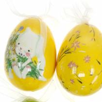 Deko Osterstrauß Ei zum Hängen Gelb, Grün Sortiert H7cm 6St
