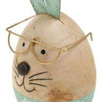 Artikel Osterdeko Holzhasen mit Metallohren und Brille, 13,5 cm, Ø5 cm, 3er-Set