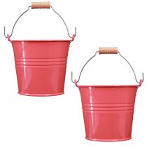 Artikel Eimer Metall Blumentopf Rosa Henkel 20x17,5x16cm 2St