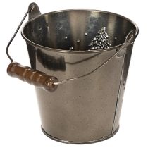 Artikel Deko-Eimer aus Zink mit Tannenmotiv und Holzgriff 13 cm