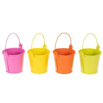 Artikel Metalleimer bunt aus verzinktem Stahl Ø8cm H7,5cm 12er-Set für Dekoration