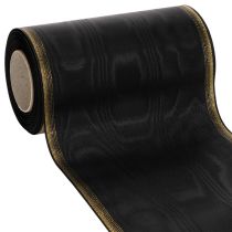 Artikel Schwarzes Kranzband aus Taft 175mm breit mit goldener Perlkante für Trauerfloristik