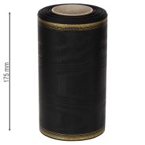 Artikel Schwarzes Kranzband aus Taft 175mm breit mit goldener Perlkante für Trauerfloristik