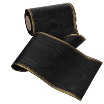 Artikel Schwarzes Kranzband aus Taft 175mm breit mit goldener Perlkante für Trauerfloristik
