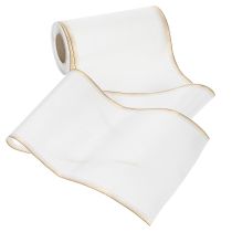 Artikel Kranzband Taft Moiré Weiss 200mm mit Goldrand, 25m – Dekoration & Festlichkeiten