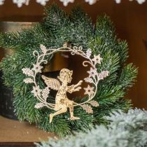 Artikel Engel-Kranz, Weihnachtsdeko, Engel zum Hängen, Metallanhänger Golden H14cm B15,5