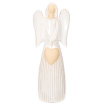 Artikel Engelfigur aus Keramik mit Herz, cremeweiss, 23 cm