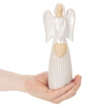 Artikel Engelfigur aus Keramik mit Herz, cremeweiss, 23 cm