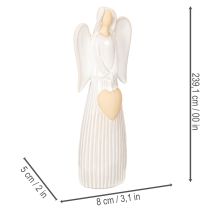 Artikel Engelfigur aus Keramik mit Herz, cremeweiss, 23 cm