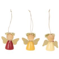 Artikel Deko-Anhänger Engel aus Holz 5 cm bunt mit Stern 9 Stück