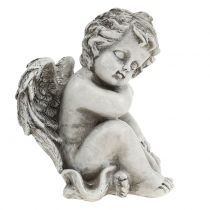 Gedenkfigur schlafender Engel Grau 16cm 2St