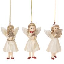 Artikel Deko Engel Baumschmuck Polyresin 10cm Beige Weiss Rot 3er-Set