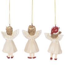 Artikel Deko Engel Baumschmuck Polyresin 10cm Beige Weiss Rot 3er-Set