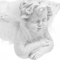 Artikel Engel liegend mit Federn Weiss Polyresin 8-8,5cm L12,5-14cm 2er-Set Weihnachtsdeko