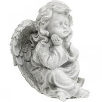 Engel Figur klein Grabdeko Gartenfigur Grau H9cm 3St