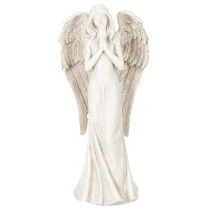 Artikel Engel Figur stehend betend 36 cm weiss Kunststein