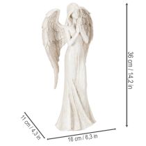 Artikel Engel Figur stehend betend 36 cm weiss Kunststein