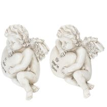 Artikel Engelfiguren aus Polyresin mit Herz und Inschrift 13 cm Grau 2er-Set für Zuhause und Dekoration