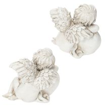 Artikel Engelfiguren aus Polyresin mit Herz und Inschrift 13 cm Grau 2er-Set für Zuhause und Dekoration