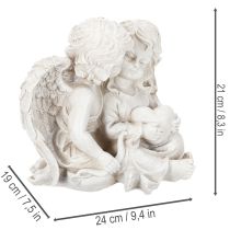 Artikel Engelskulptur Kinderengel Paar mit Herz 24 cm Grau Creme