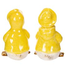 Artikel Keramik-Entenfiguren Gelber Regenmantel 11cm 4er-Set Gartendekoration